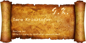 Imre Krisztofer névjegykártya